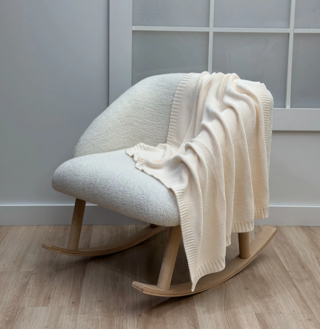 Cream Soft Cotton Bubble Knit Baby Stroller Blanket