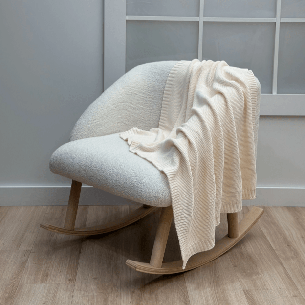 Cream Soft Cotton Bubble Knit Baby Stroller Blanket