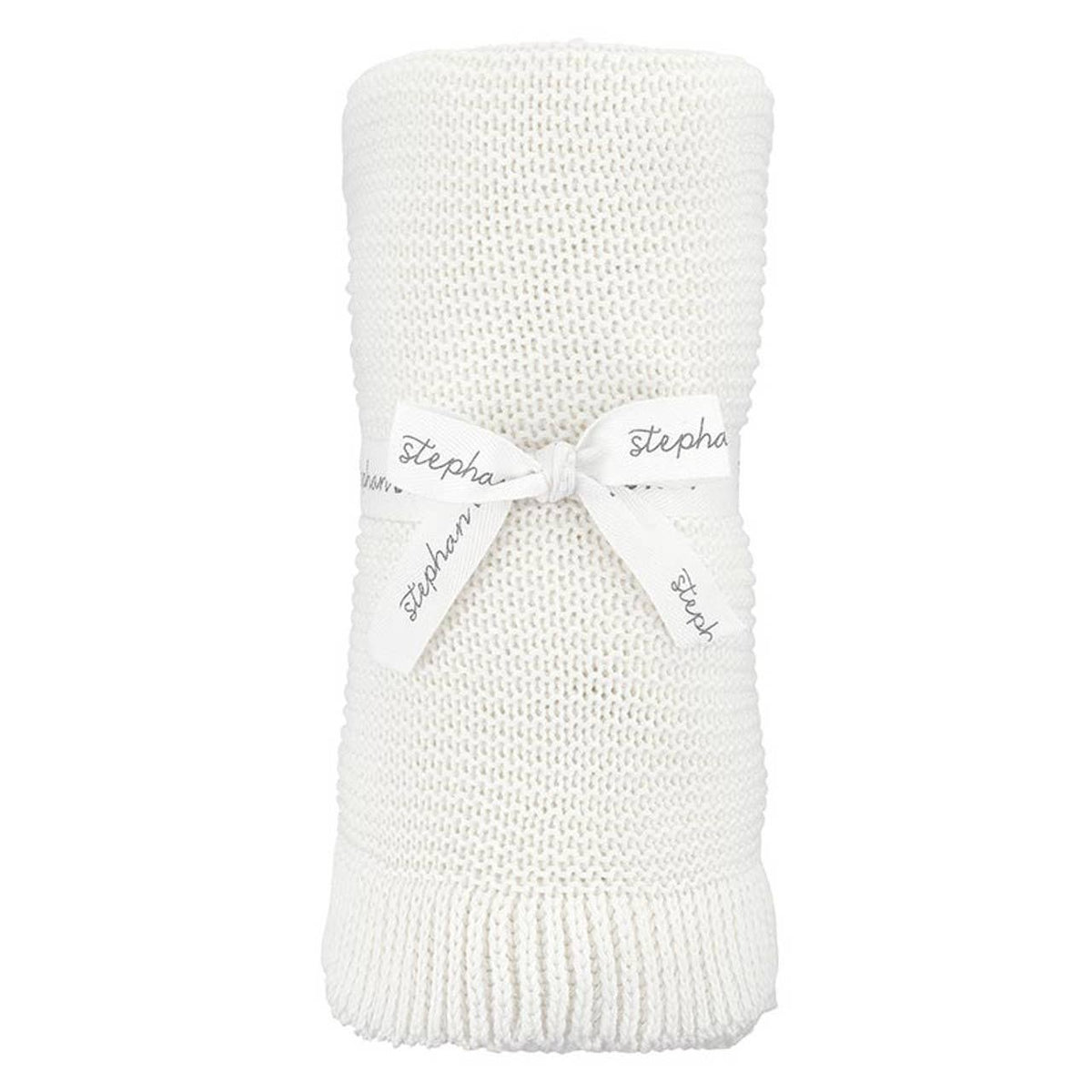 Knit Blankets with Ruffle - White: 100% cotton / 40" W x 32" H