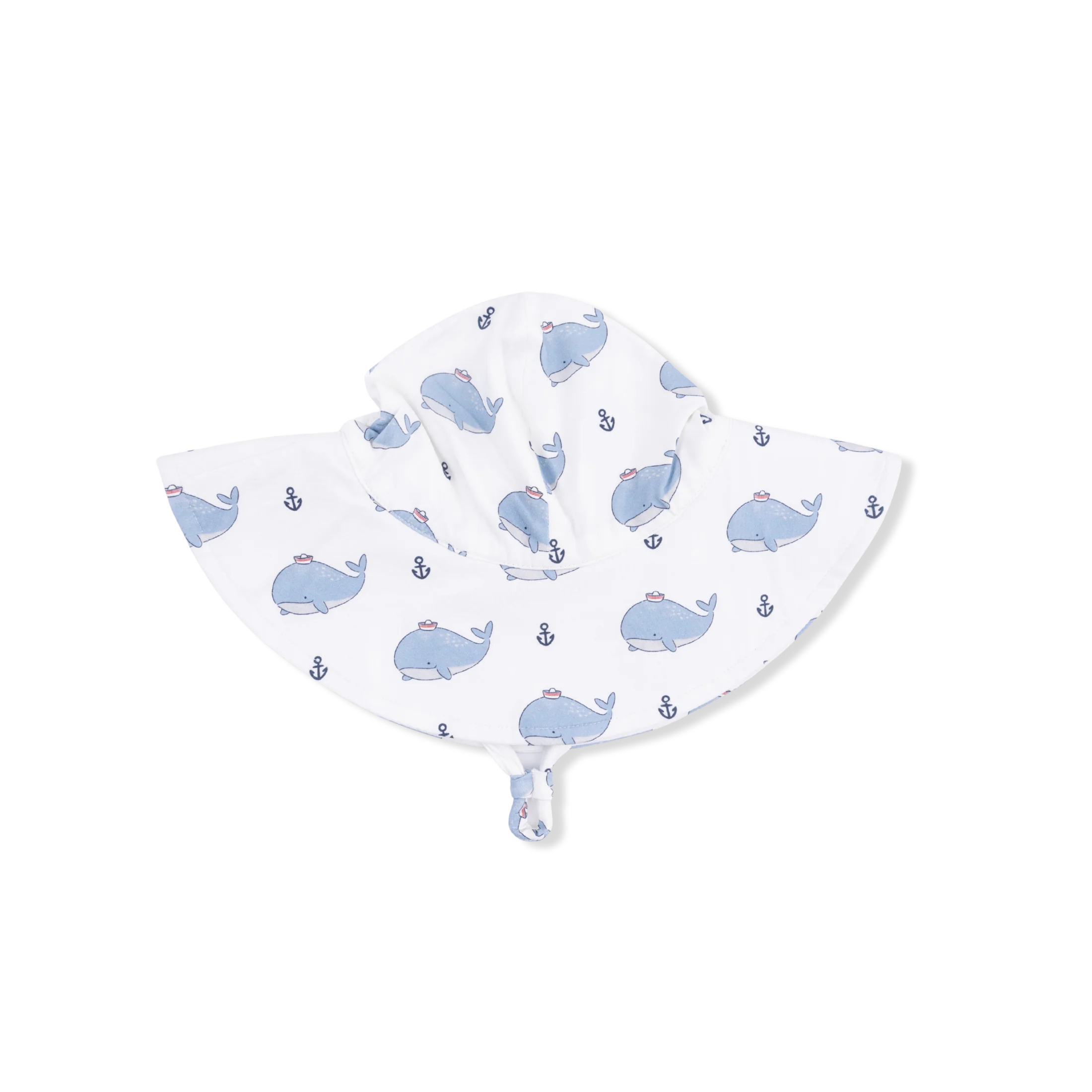 Bubbly Sailor Whales Blue Wide Brim Sun Hat