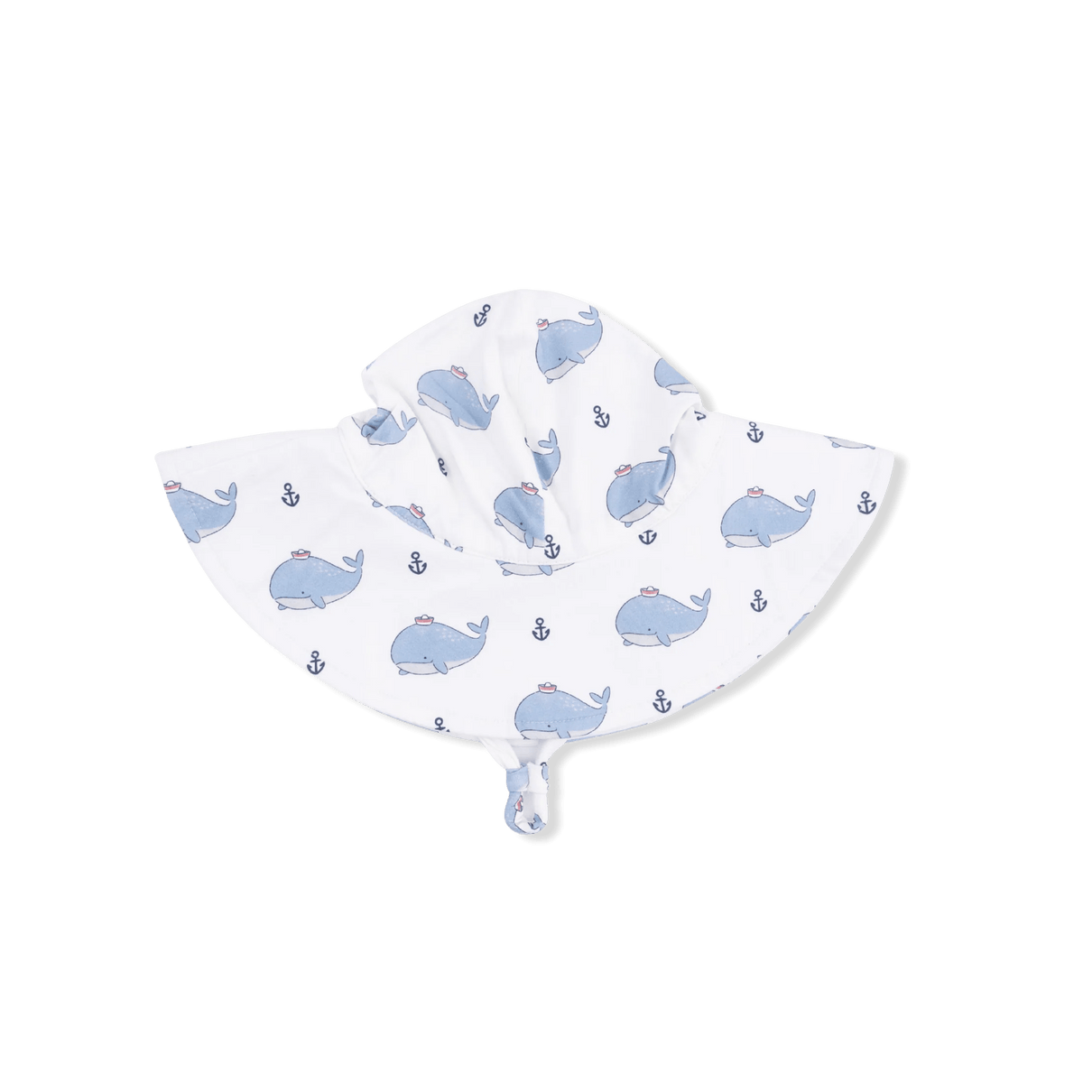 Bubbly Sailor Whales Blue Wide Brim Sun Hat