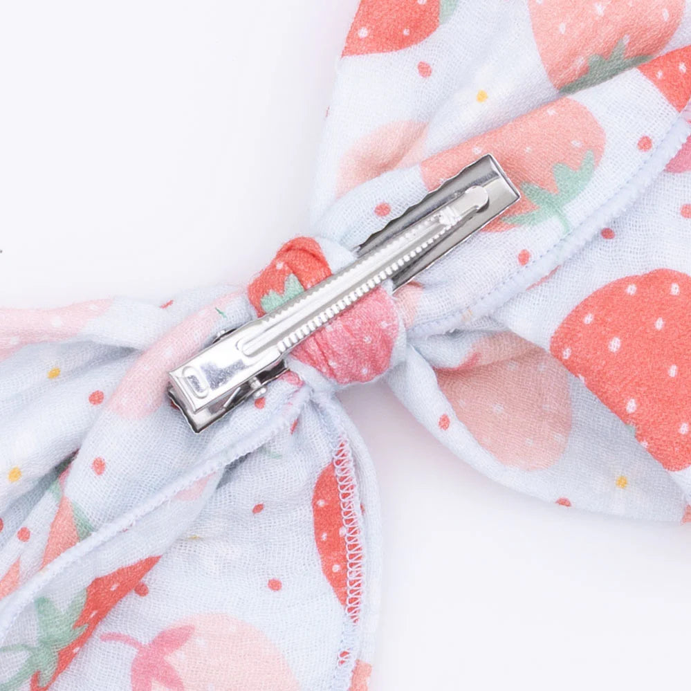 Strawberry Print Oversized Hair Bow Clip