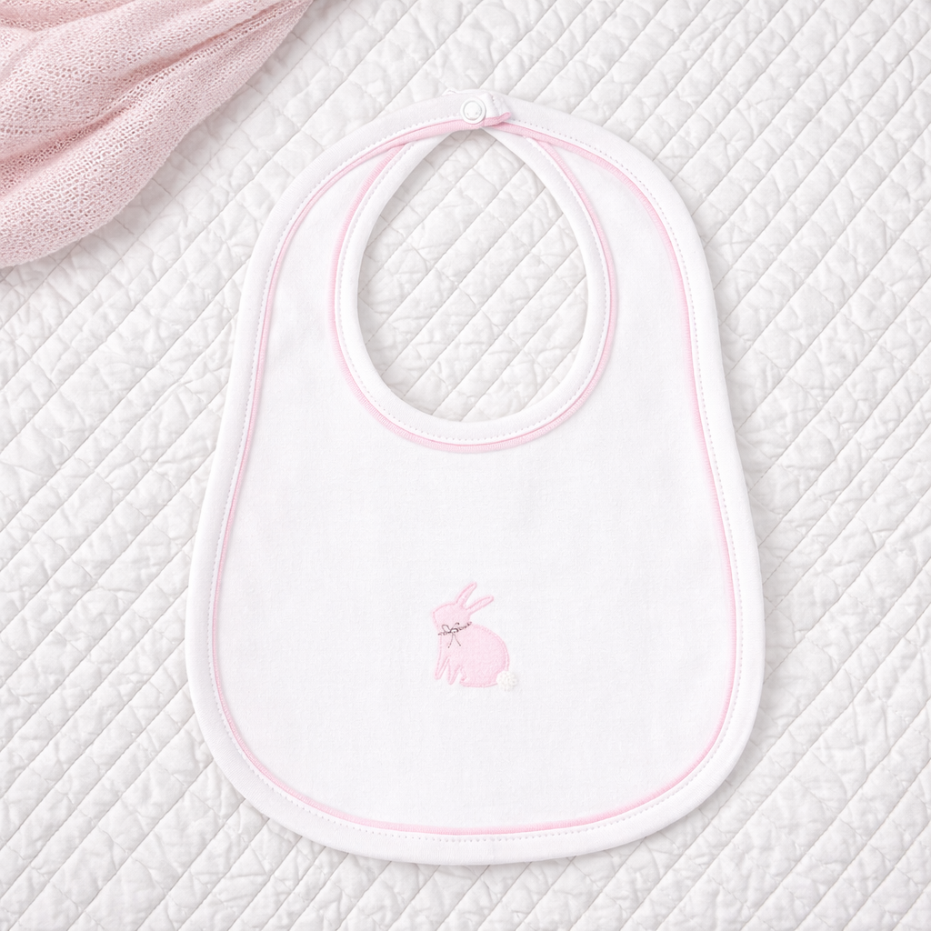 Leaping Bunnies Bib - Pink: One Size