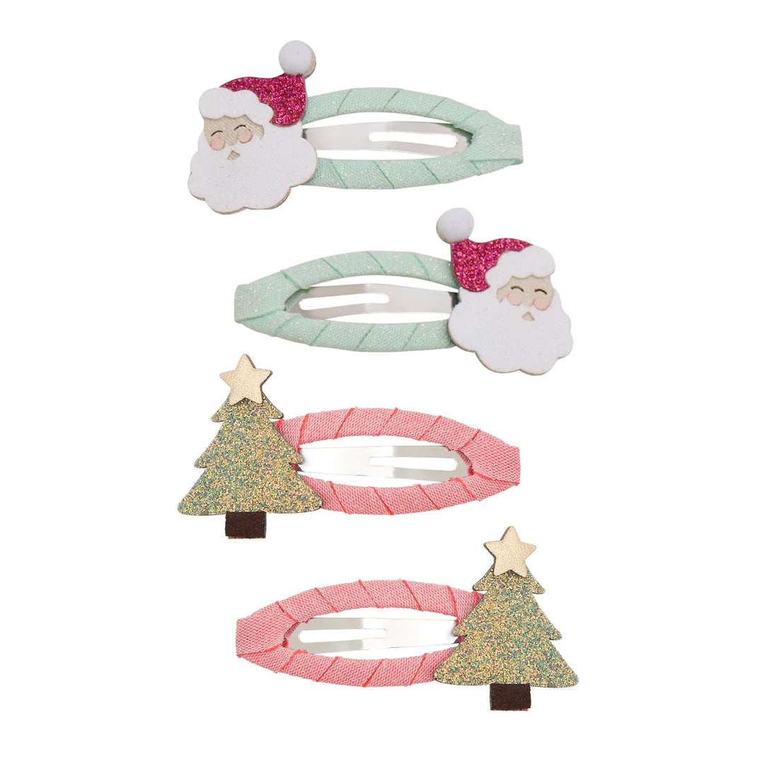 Santa And Christmas Tree Hair Clips