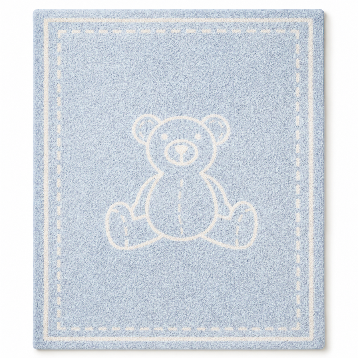 Pale Blue Teddy Bear Feather Knit Baby Blanket