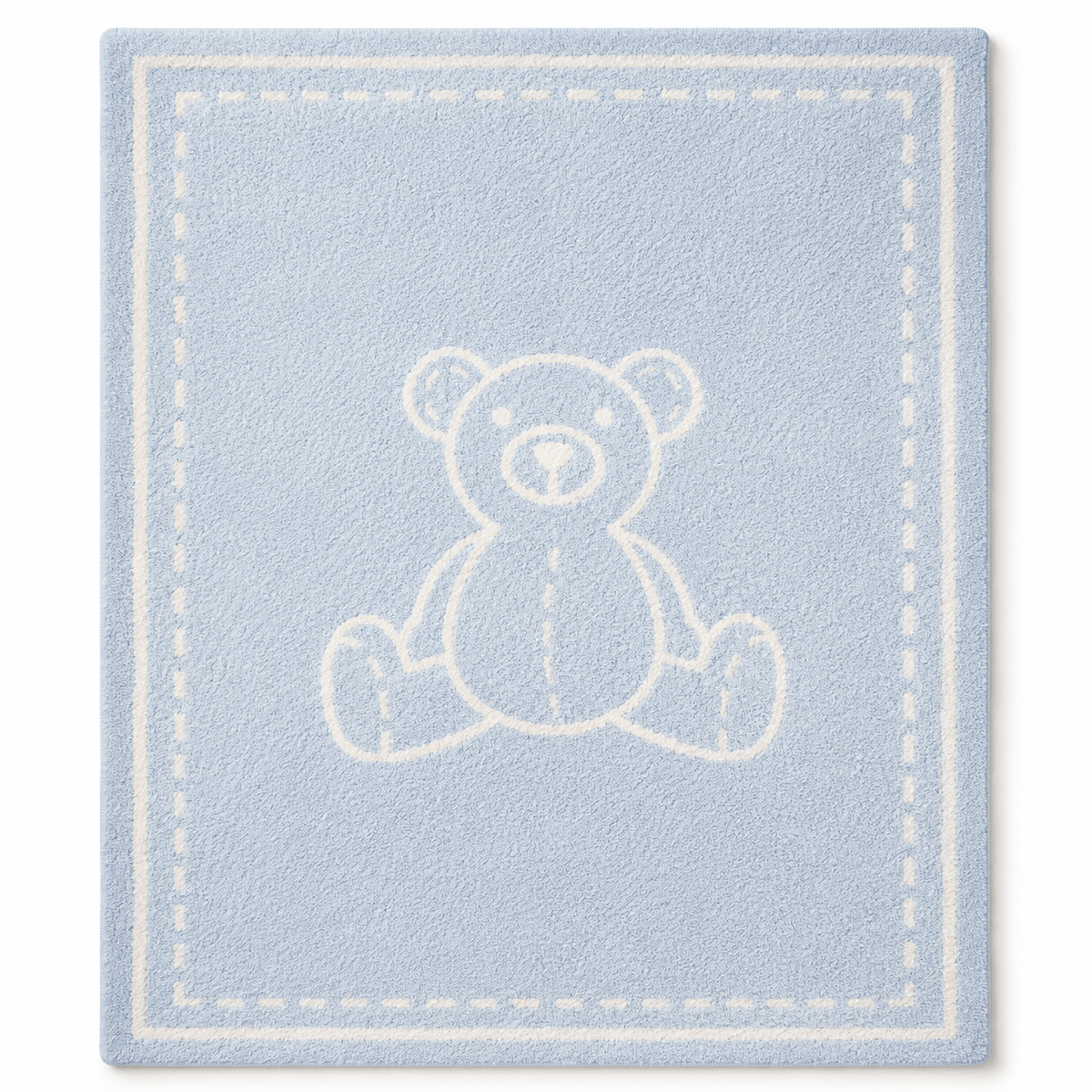 Pale Blue Teddy Bear Feather Knit Baby Blanket