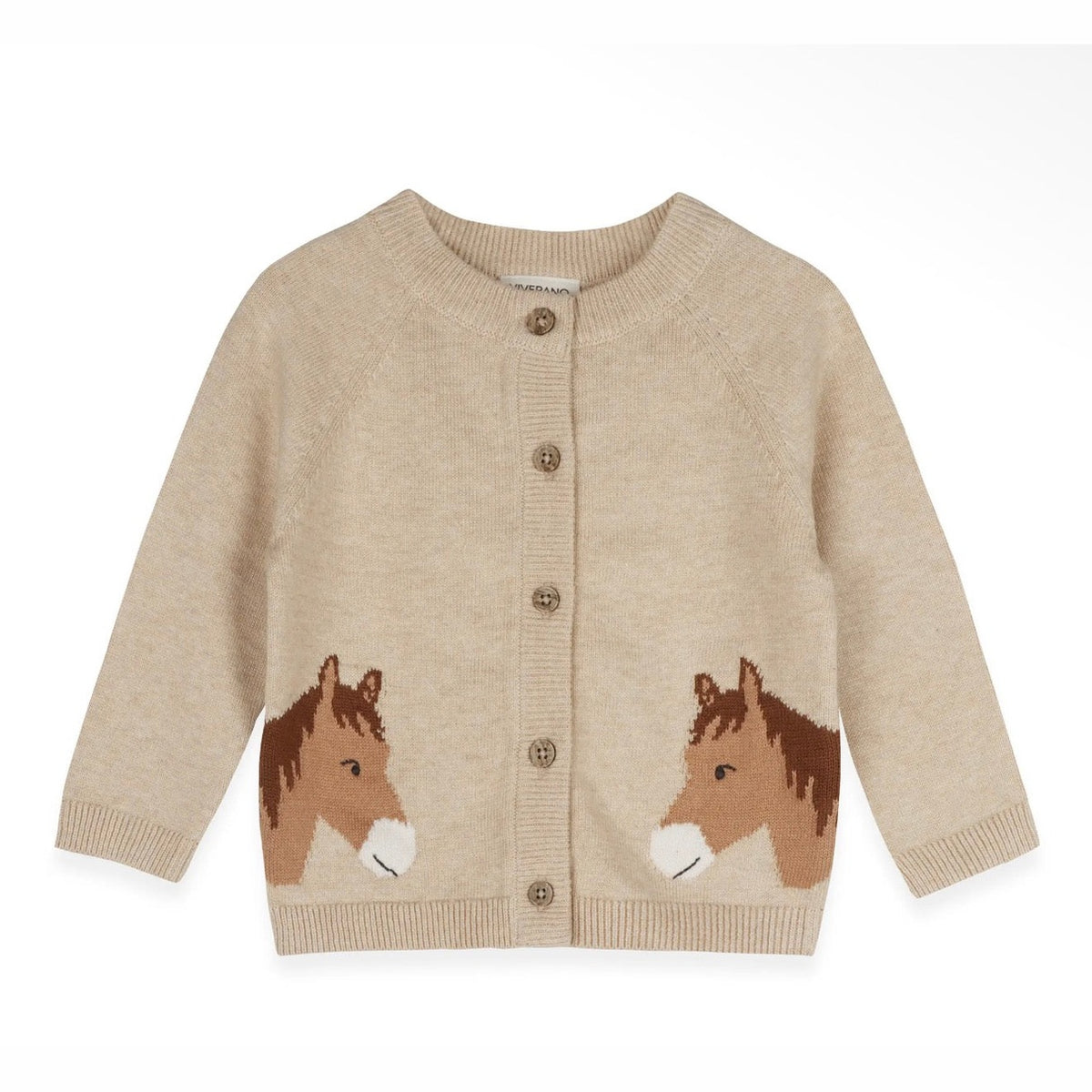 Organic Oatmeal Cotton Horse Baby Cardigan