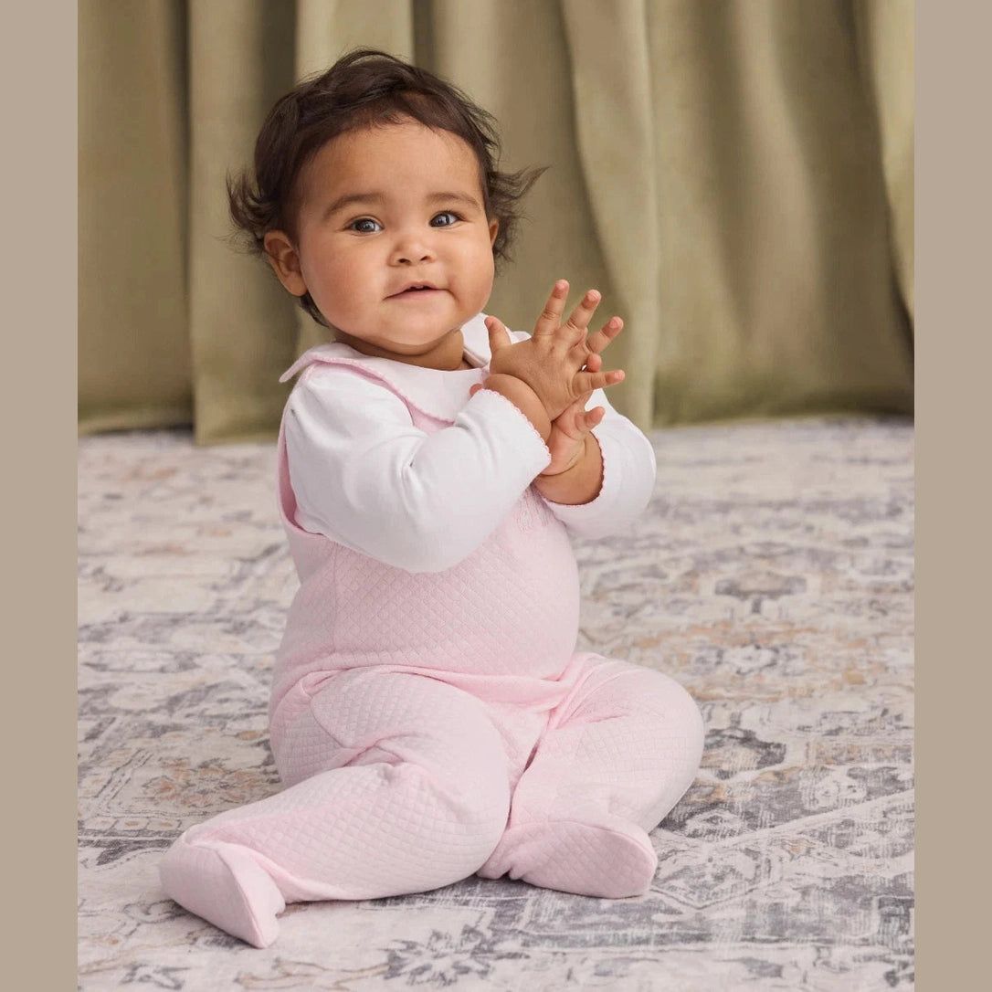 Jacquards Pink & White Overall Set