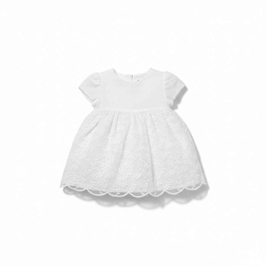 White Embroidered Linen Dress
