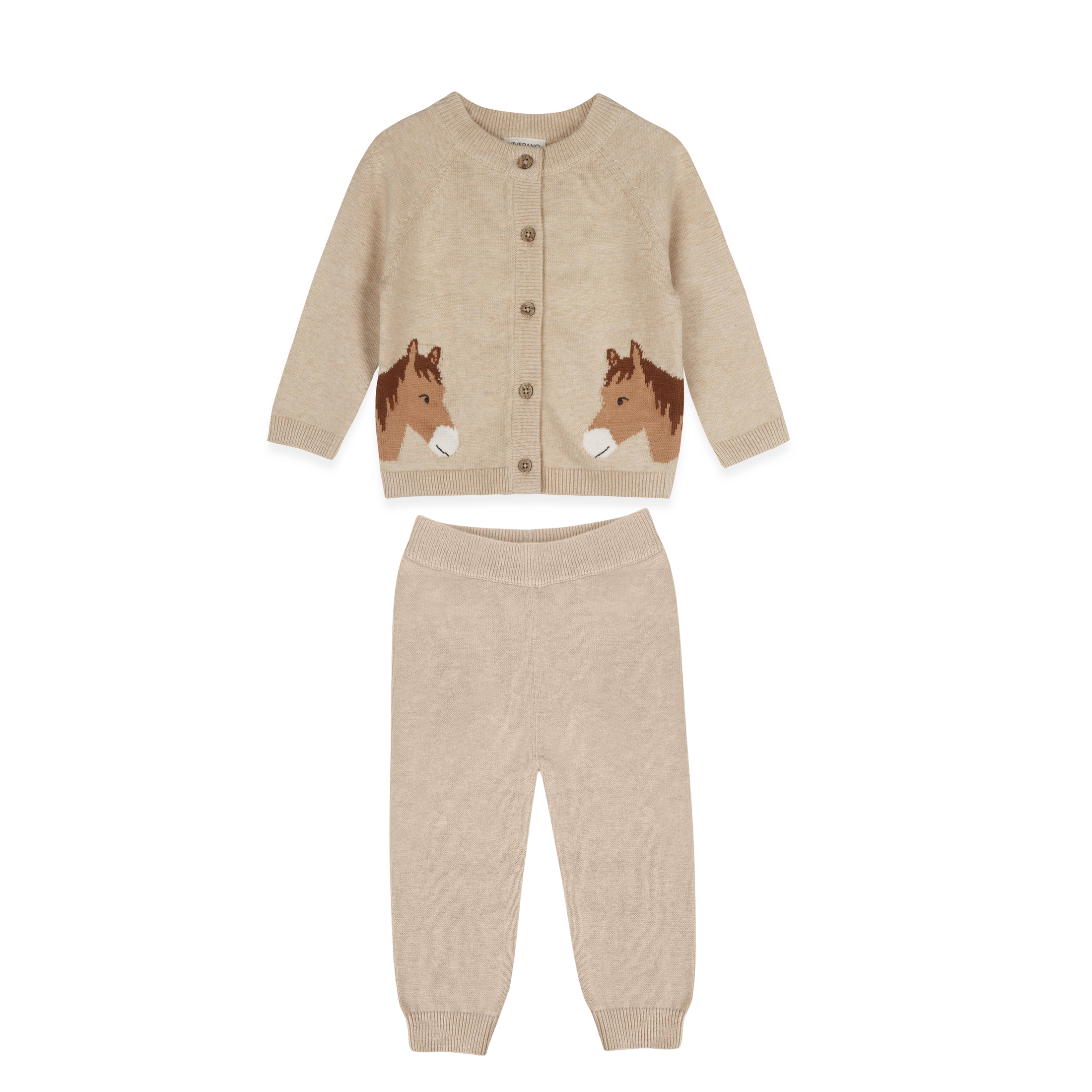 Organic Oatmeal Cotton Horse Baby Cardigan