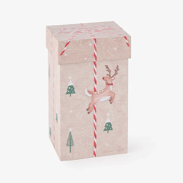 Holiday Reindeer Snuggler Taupe Plush Toy Gift Box