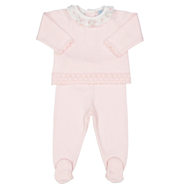 Rose Ruffle Collar Diamond Knit Set