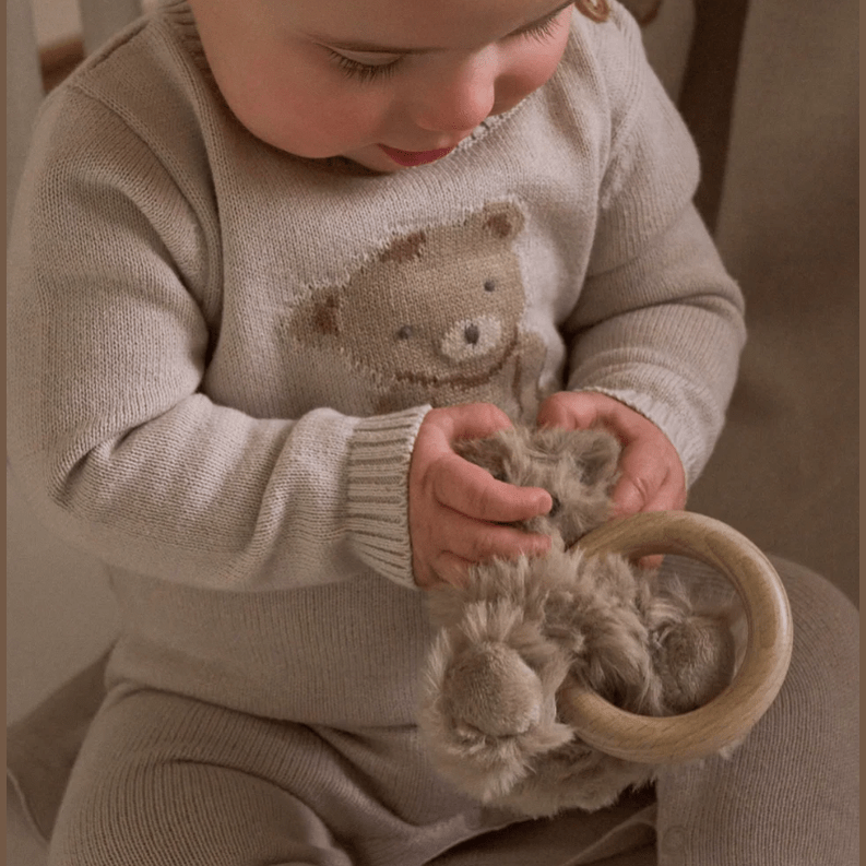 Teddy Bear Knit Baby Jumpsuit