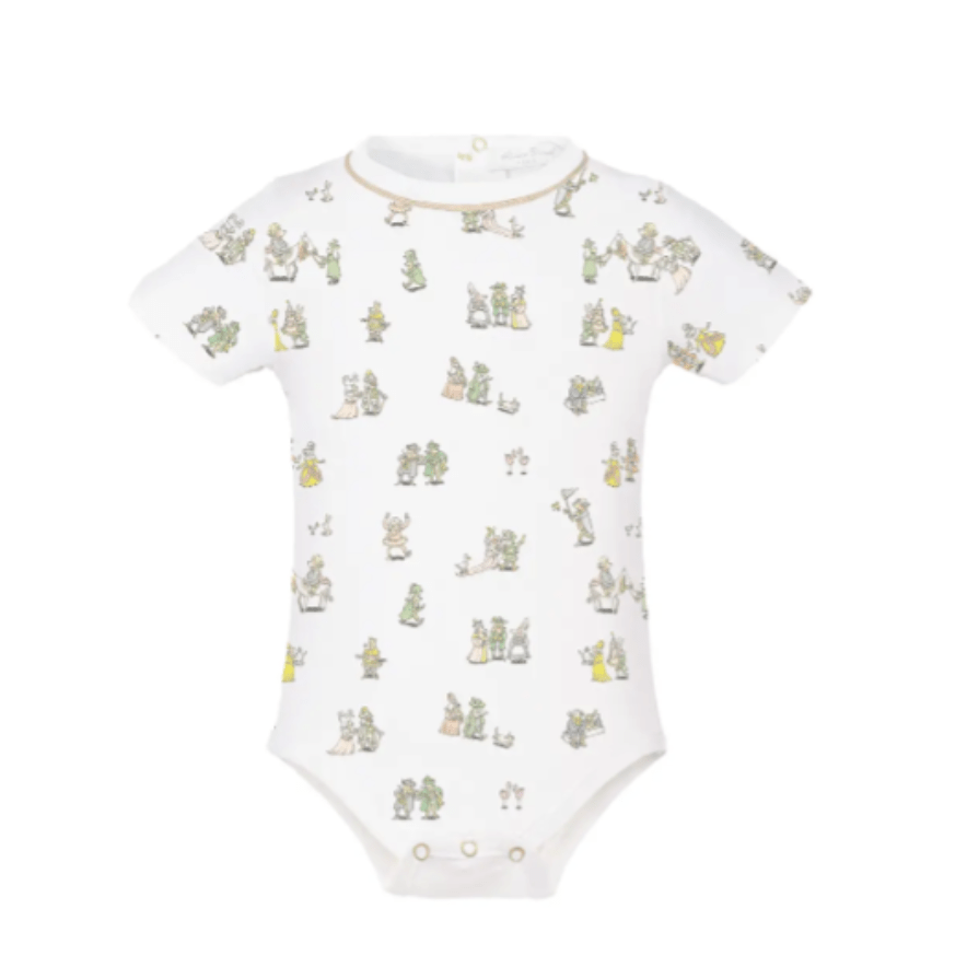 White Short-Sleeved Baby Onesie