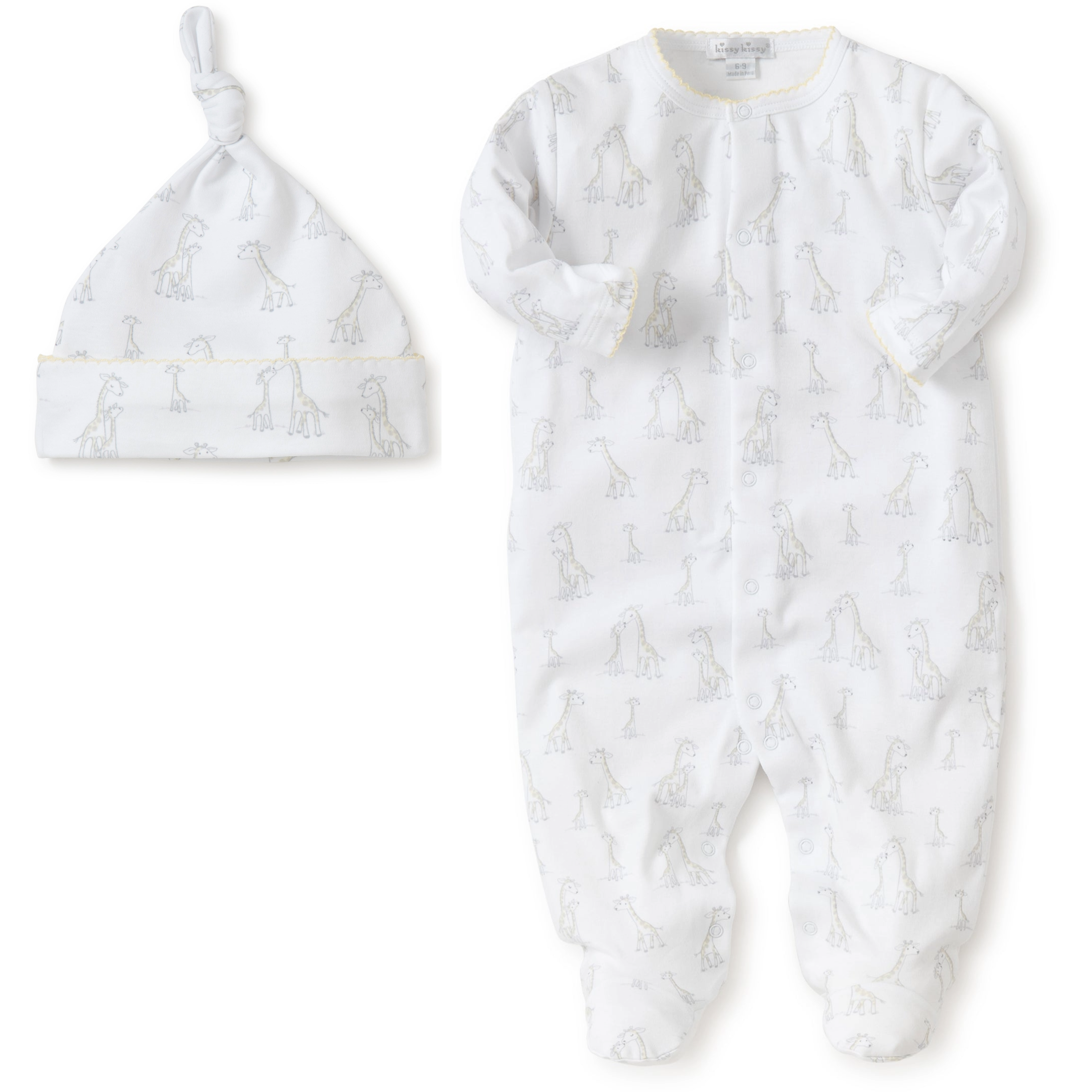 Giraffe Generations Print Footie and Hat Set