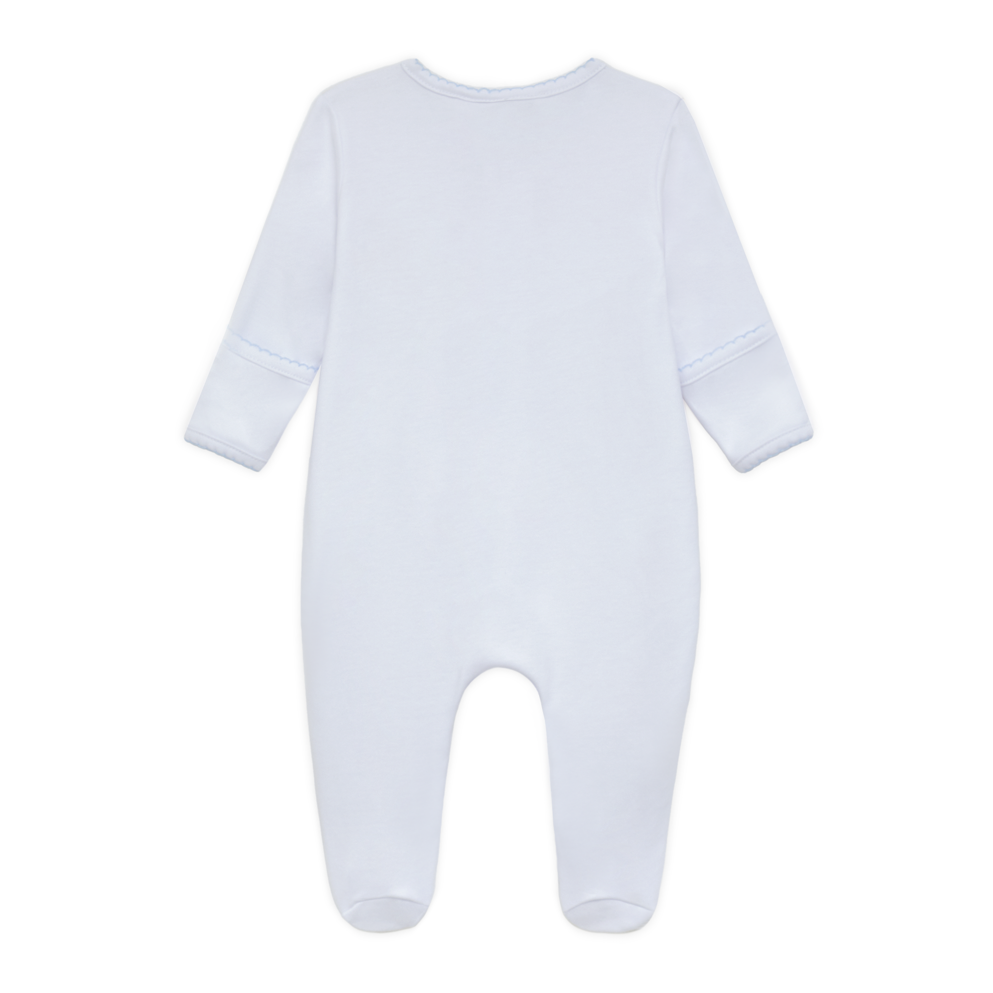 Baby Light Blue Cotton Footie with Honey Bunny Embroidery