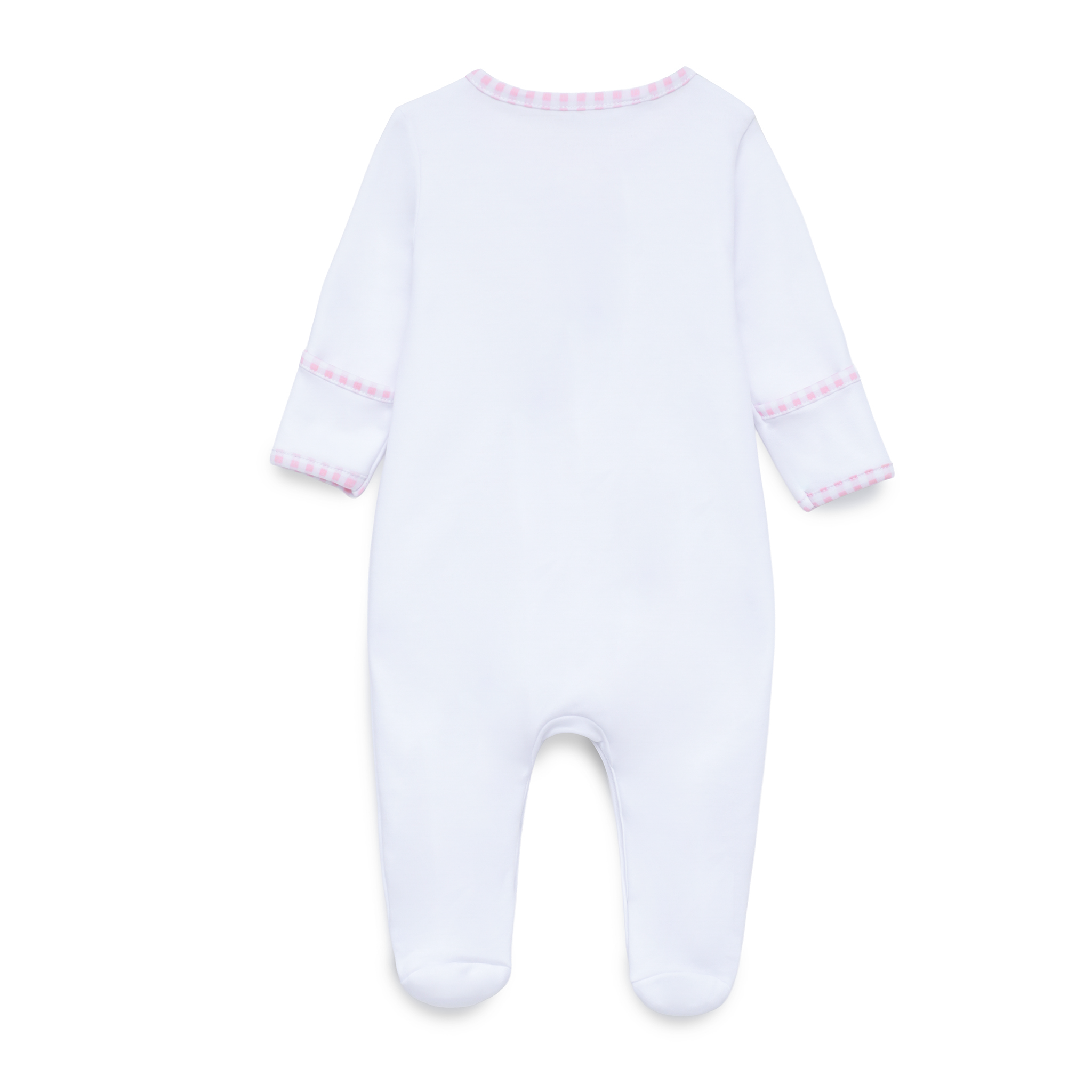 Pink Gingham & Duck Embroidered Footed Romper