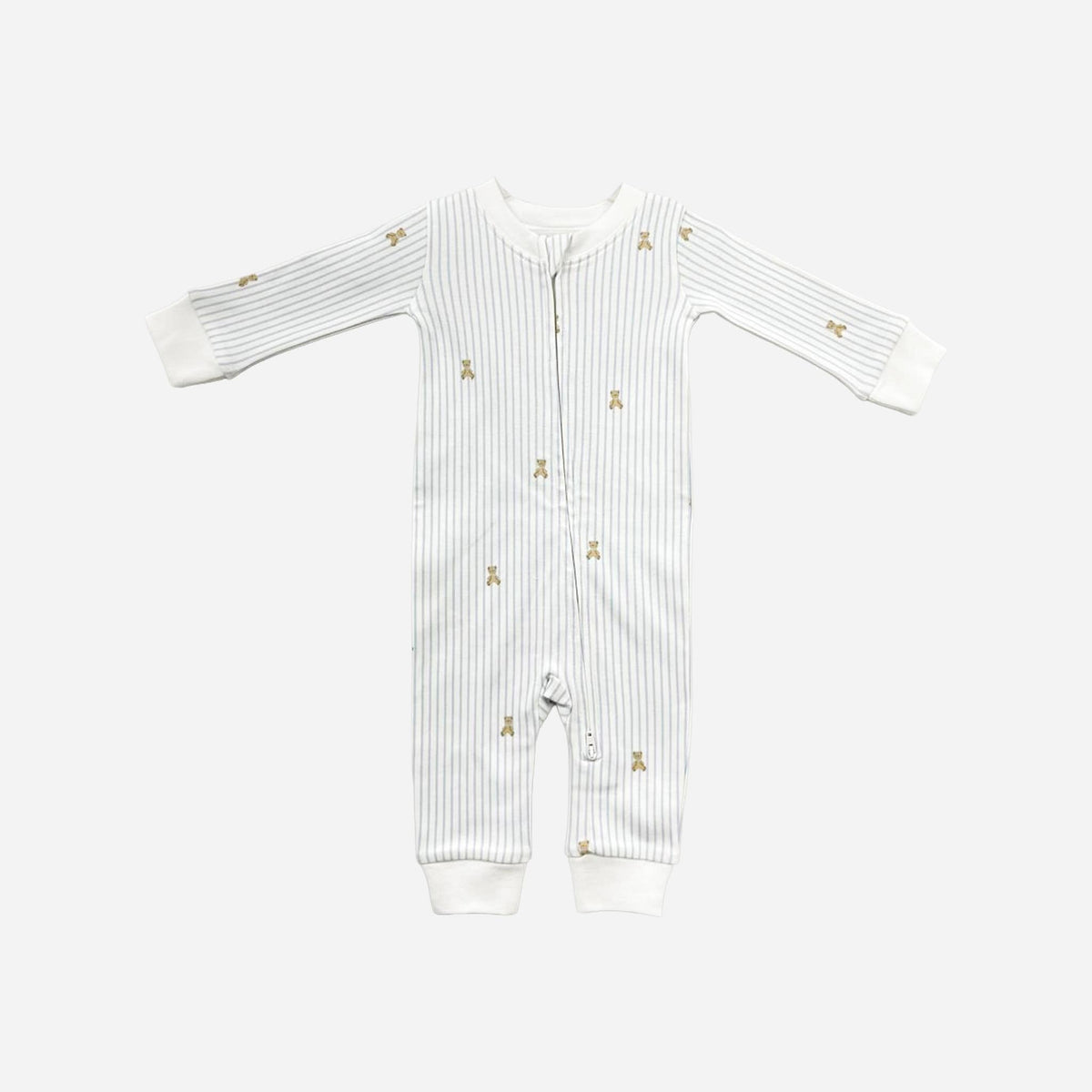 Knit Zipper Romper Teddy Bear Blue Baby Organic Newborn Gift: Blue / 3-6m