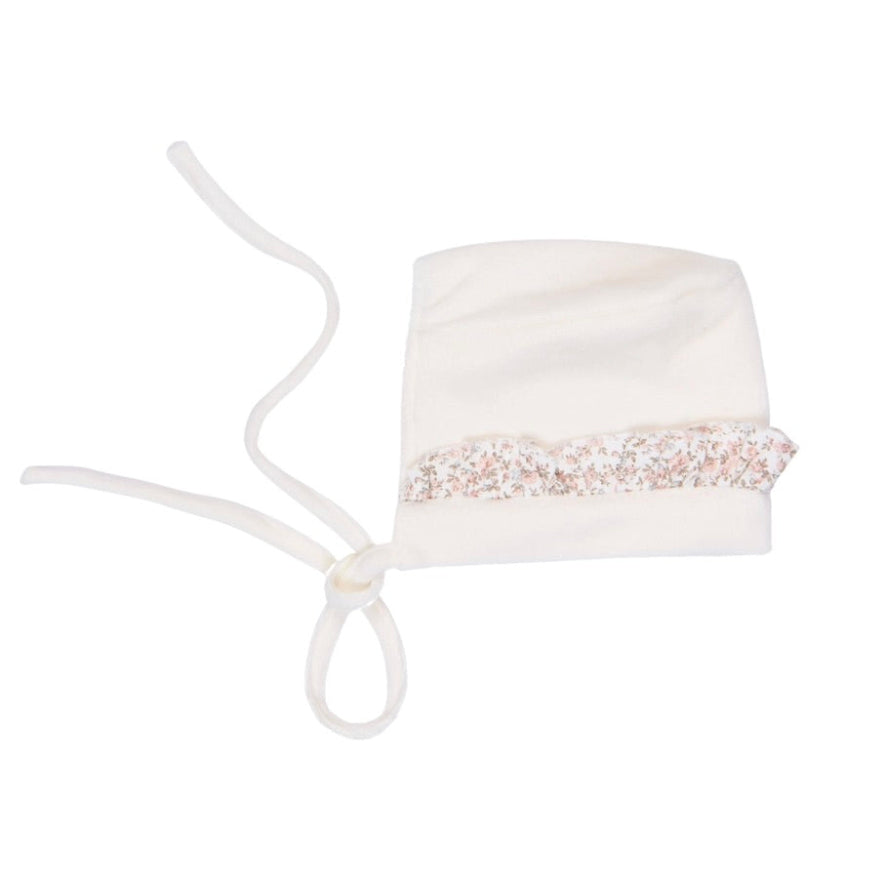 EMILIA | Baby Girls Ivory Floral Velour Bonnet