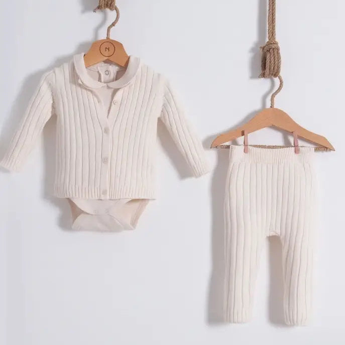 Baby Boy Cream Knit Clothing Set
