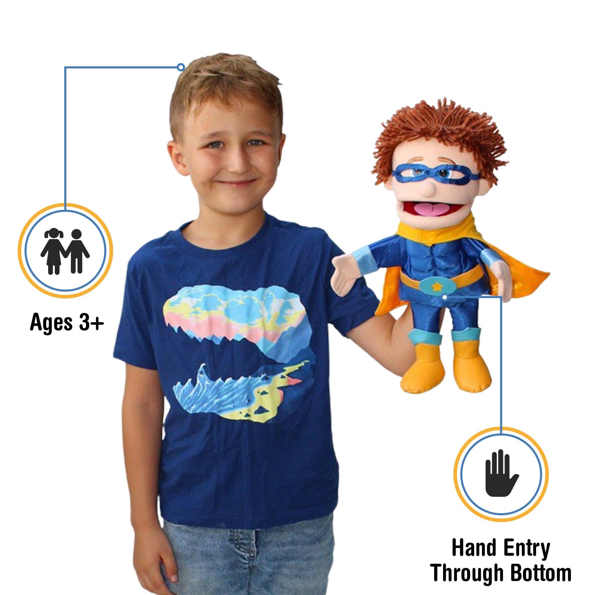 Silly Puppets Boy Superhero Peach Skin
