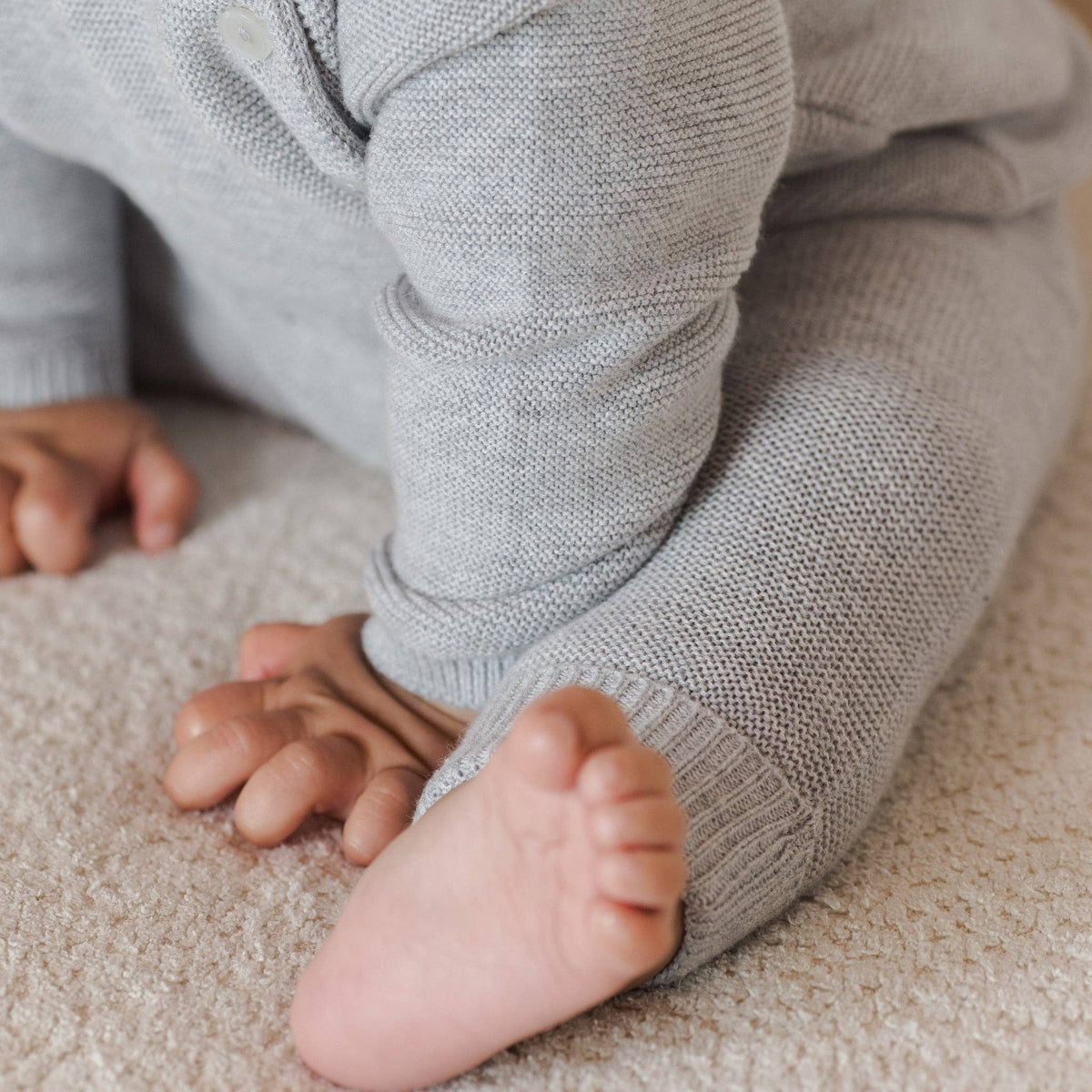 Baby & Toddler 2-Piece Dusty blue Fine Knit Sweater and Ribbed Pant Set