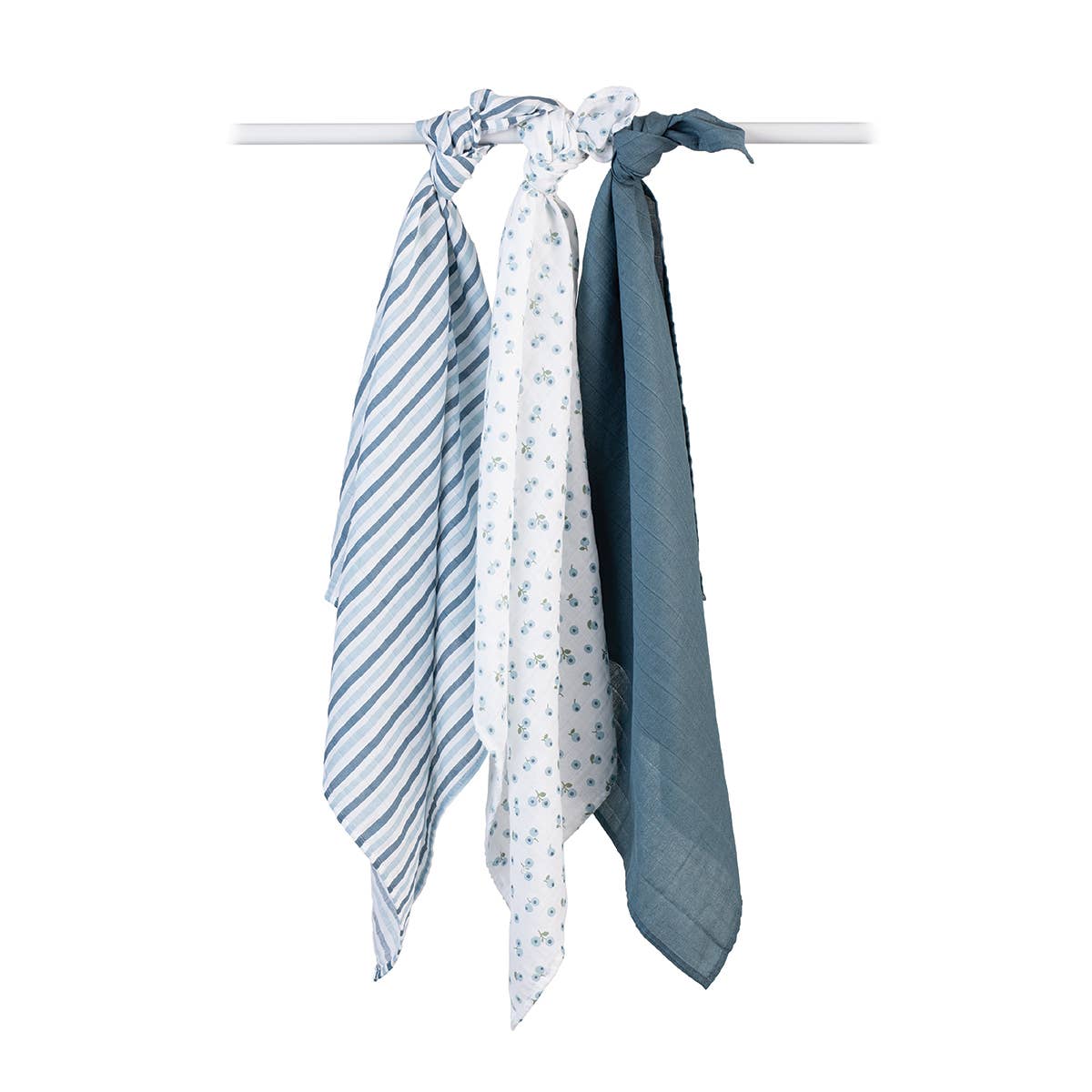 3 Pack Blueberry Muslin Receiving Blankets