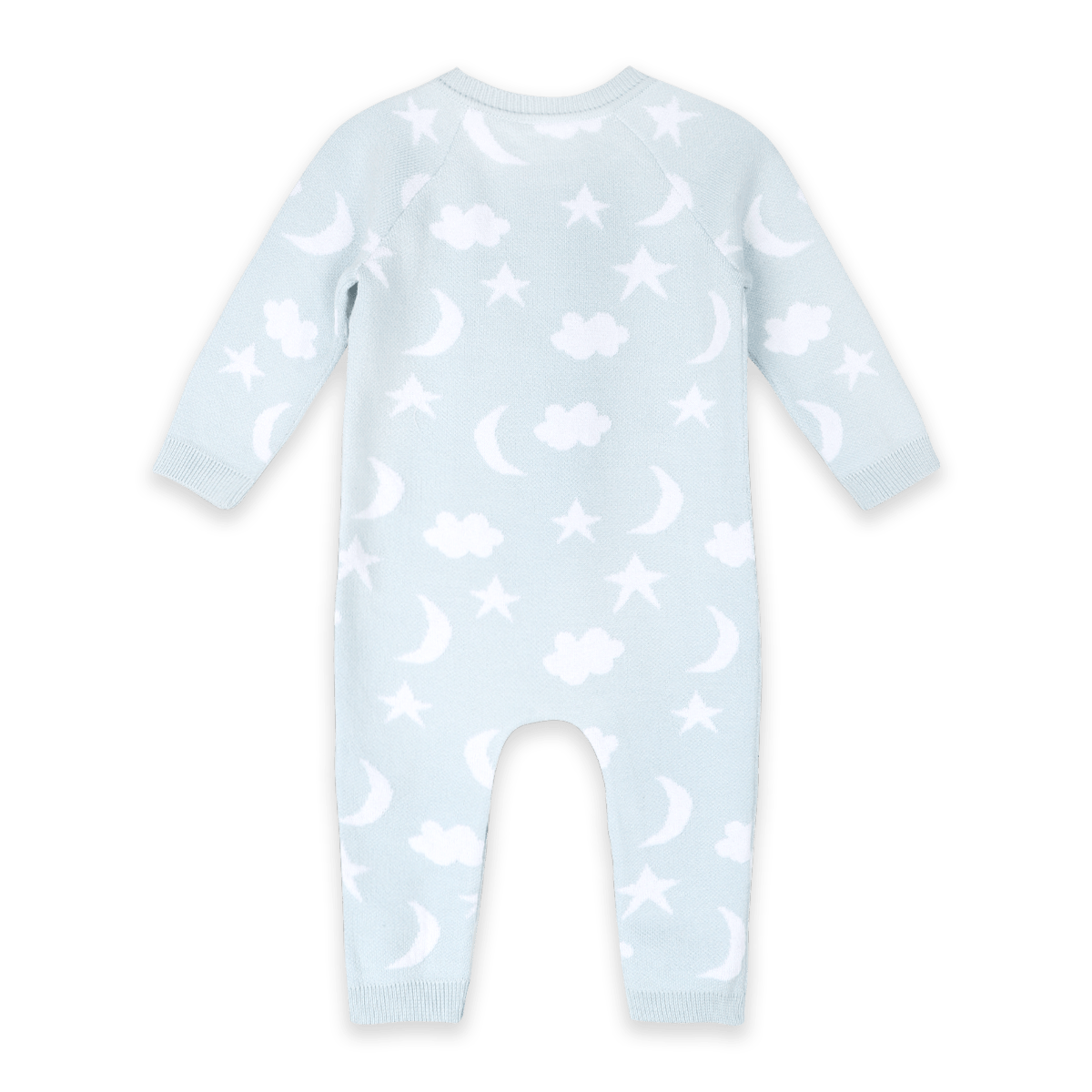 Baby Blue Moon & Stars Dream Knit Jumpsuit Romper