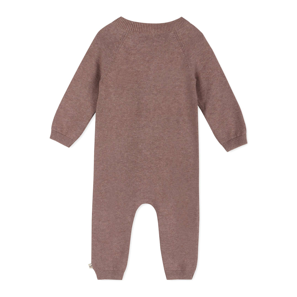 Side Button & Pocket Knit Baby Jumpsuit (Organic Cotton): Cafe Latte / 6-12 Month