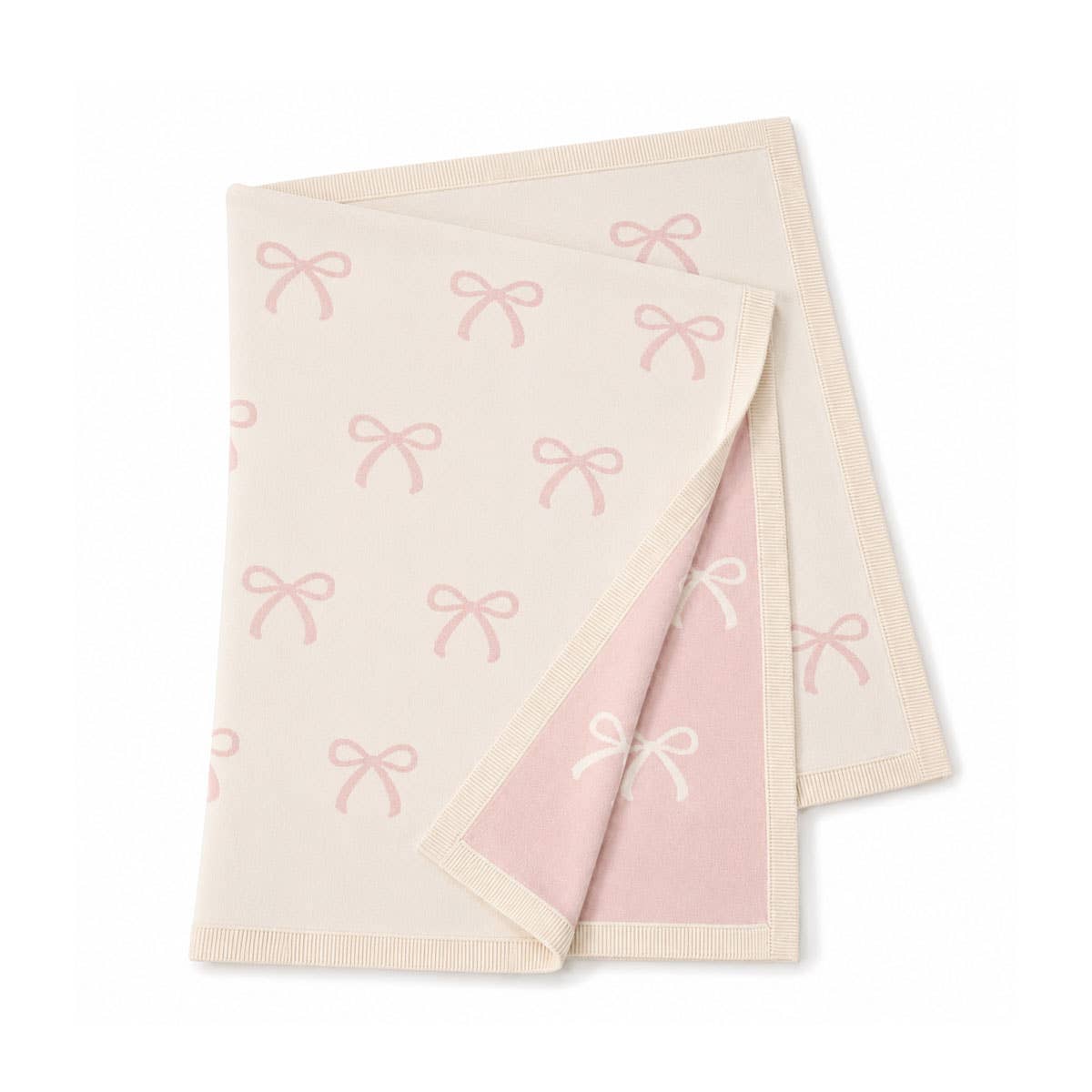 Sweet Bow - Organic Cotton Knit Baby Blanket: Sweet Pink / One Size