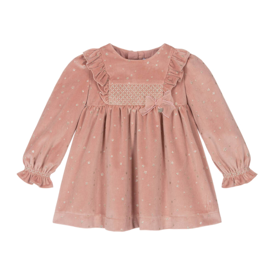 Girls Pink Velour Star Dress