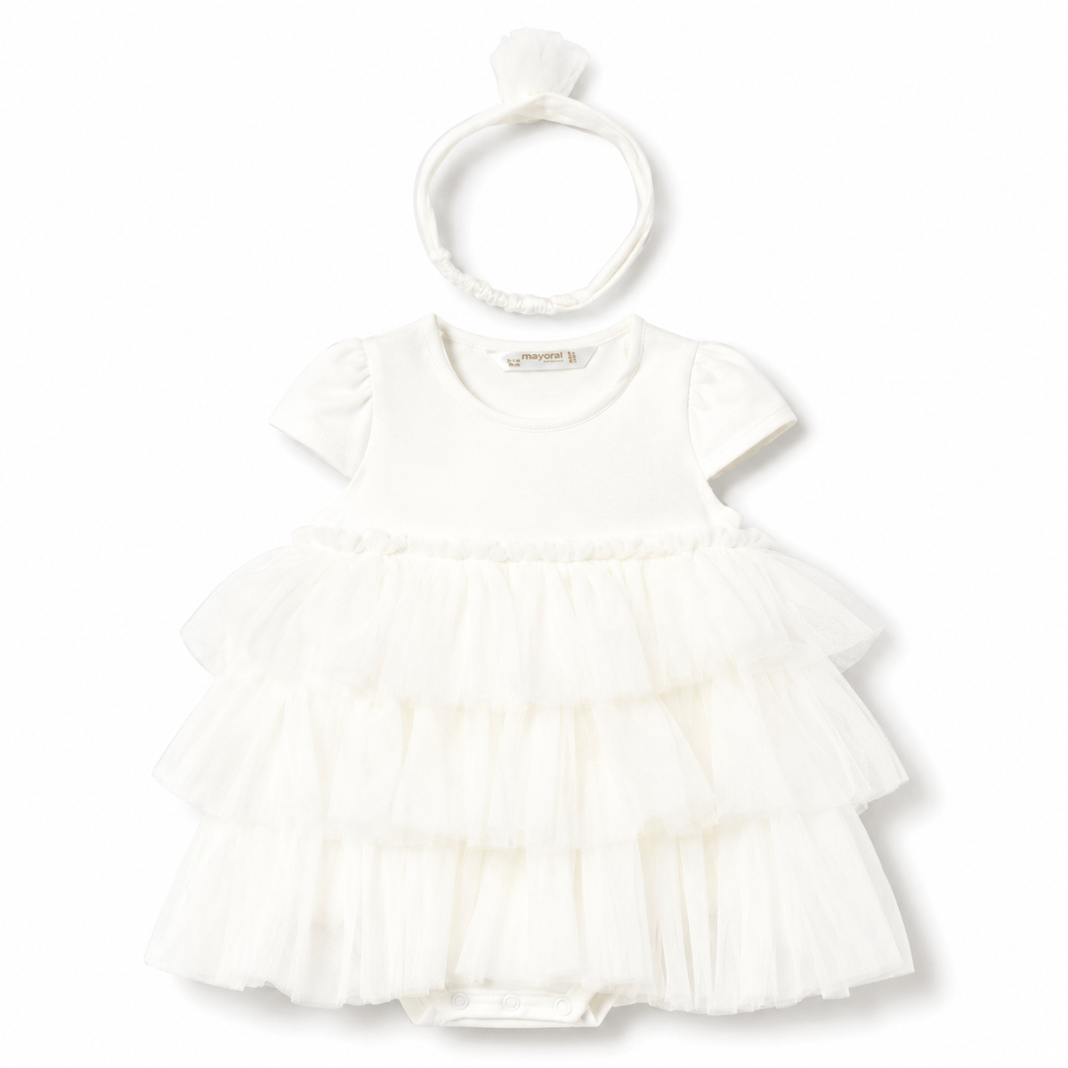 White Ruffle Dress with Headband