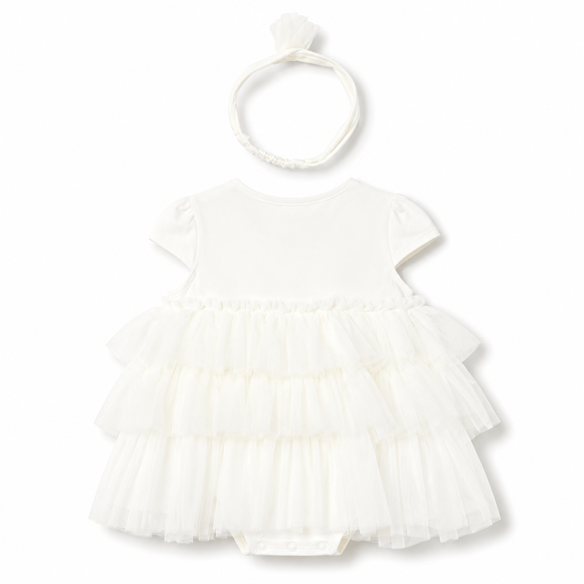 White Ruffle Dress with Headband