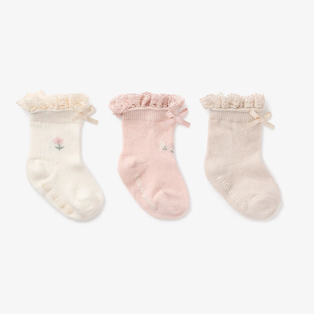 3 Pack Floral Ankle Socks