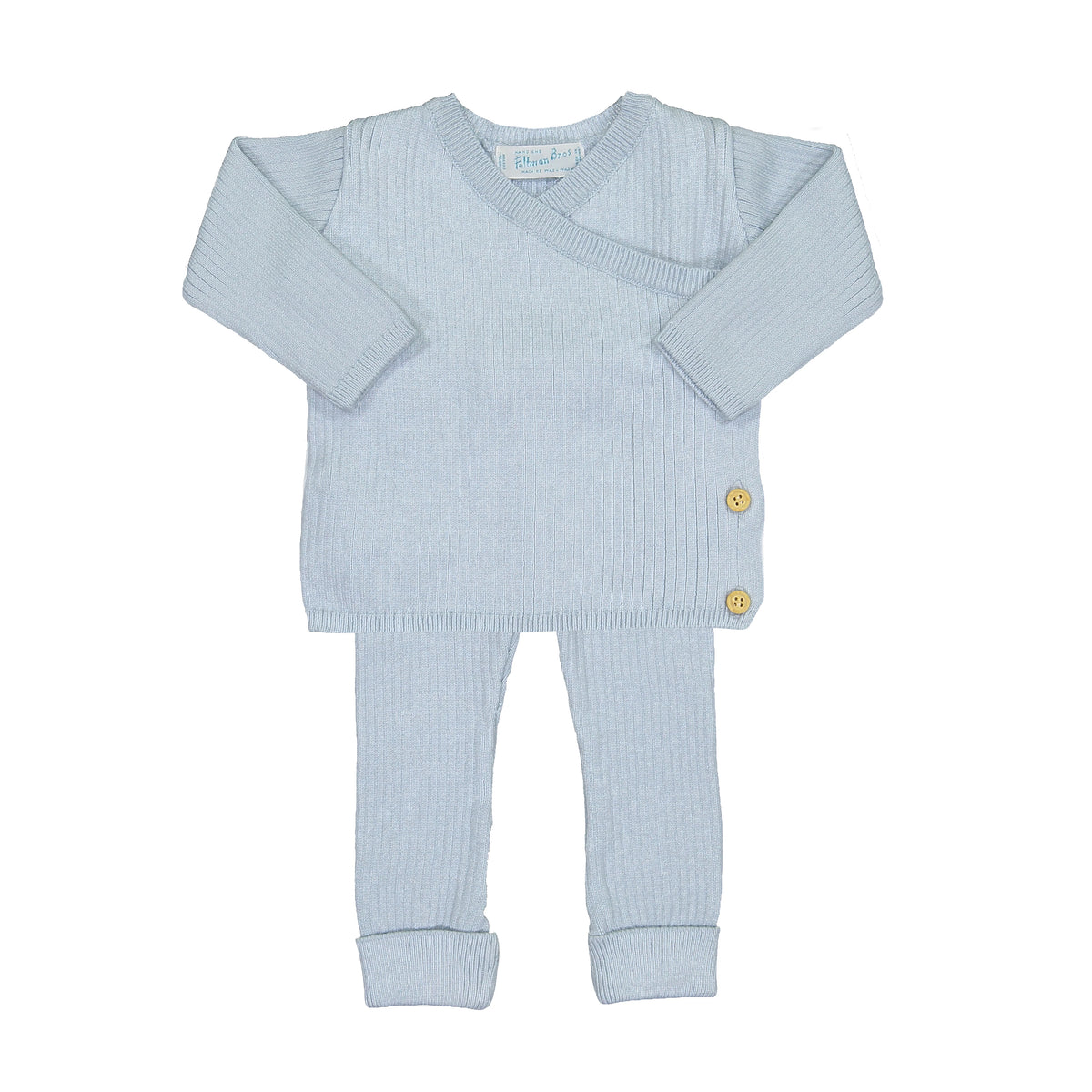 Baby Blue Ribbed Knit Wrap Set