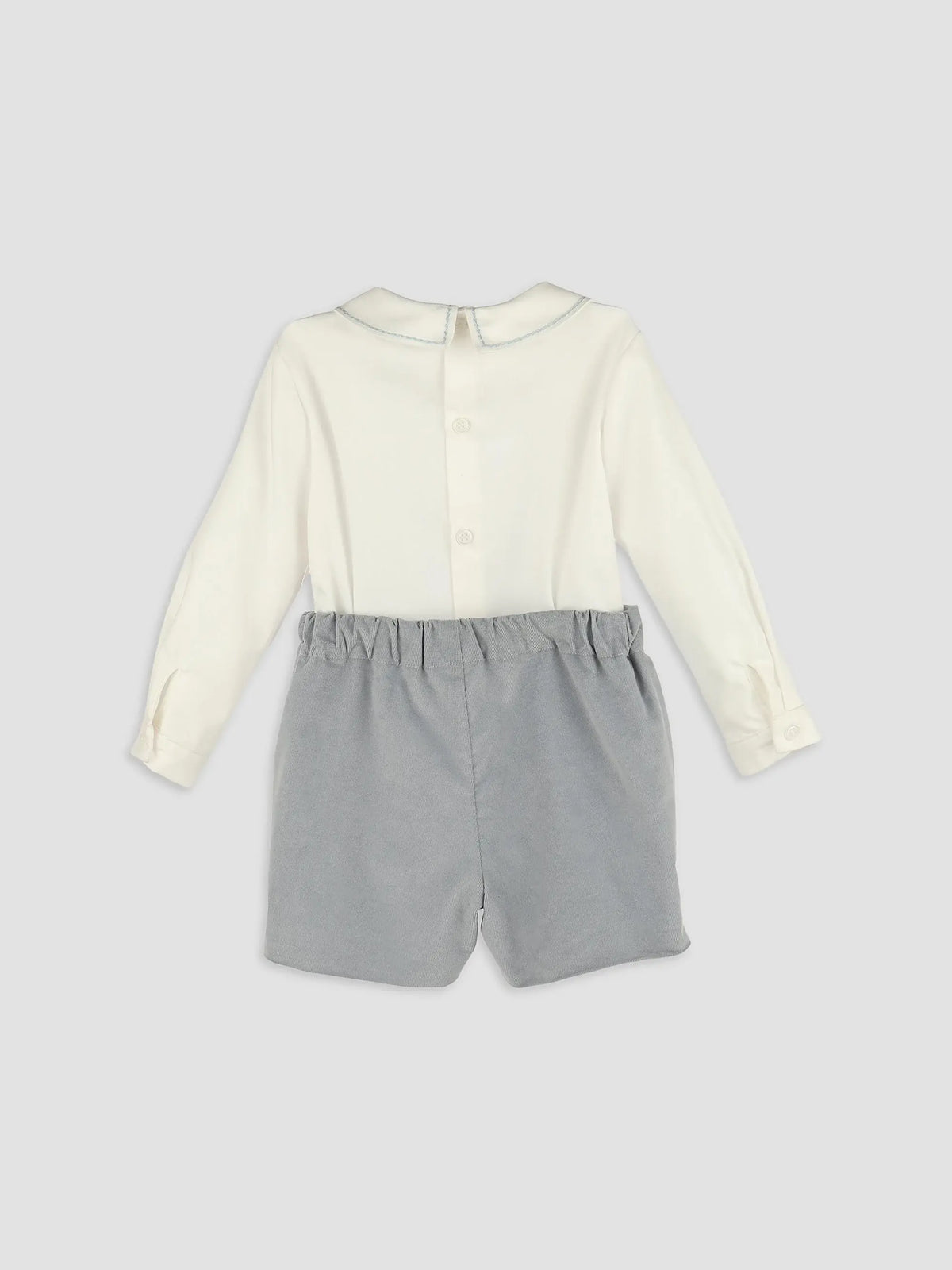 Powder Blue and White Shorts Set