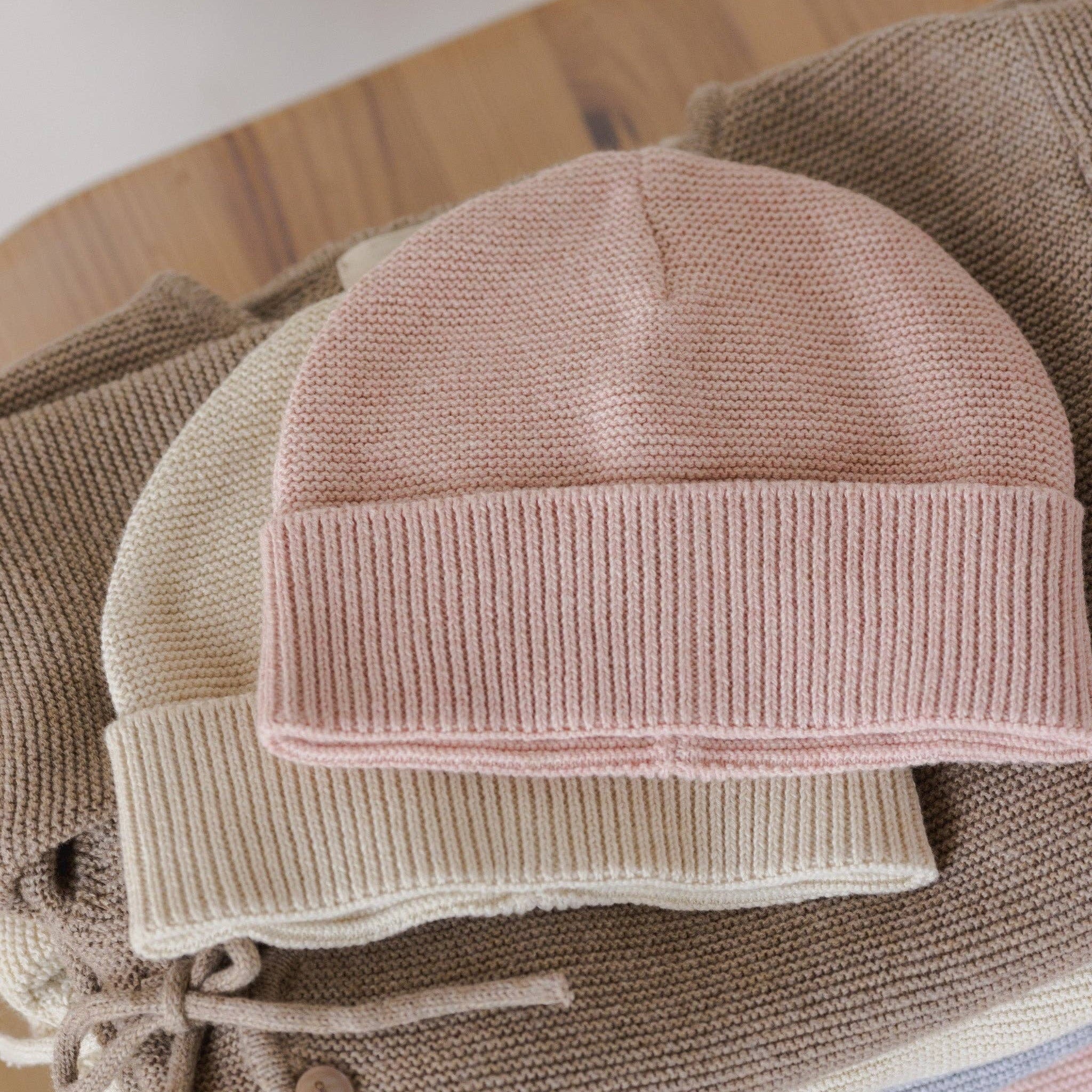 Gentle Cotton Neutral Knit Baby Beanie