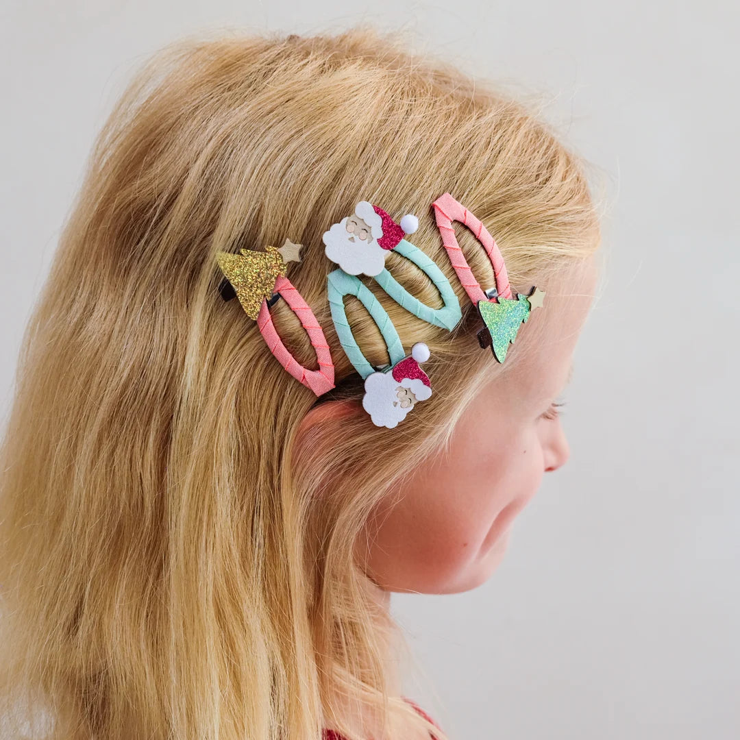 Santa And Christmas Tree Hair Clips