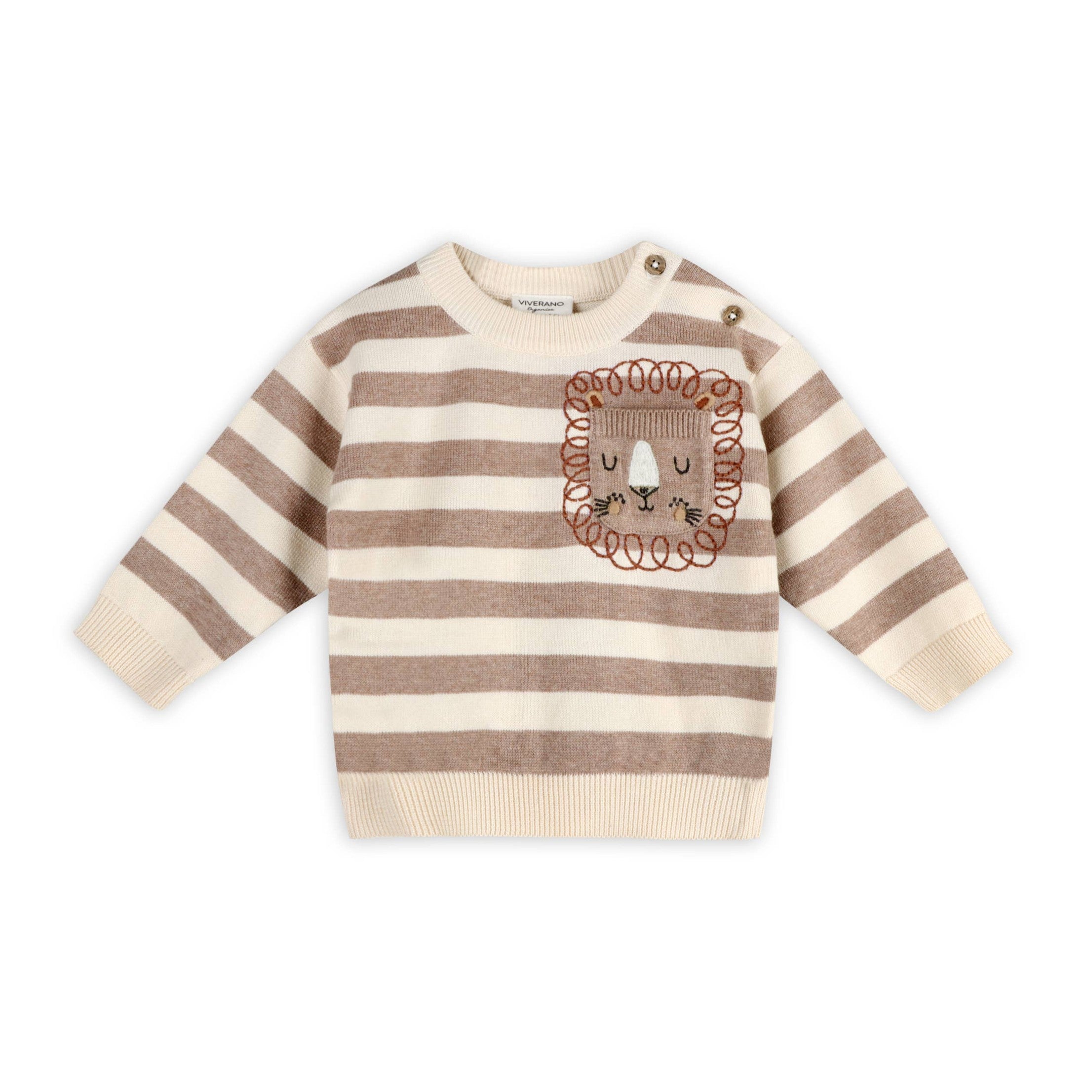 Lion Baby Knit Pullover & Pants - Oatmeal/Beige