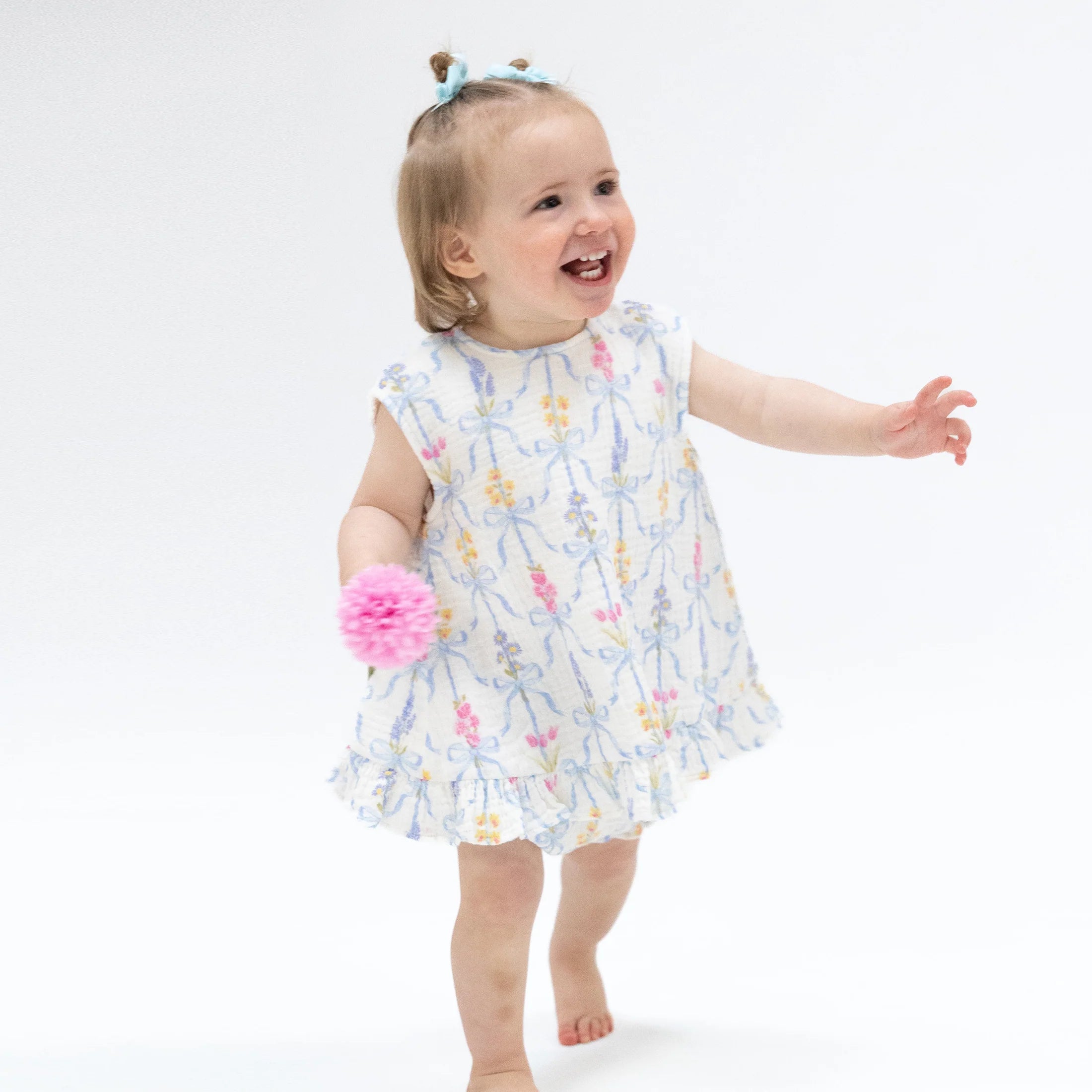 Ribbon Bouquets Baby Girls Ruffle Back Top and Bloomer Set