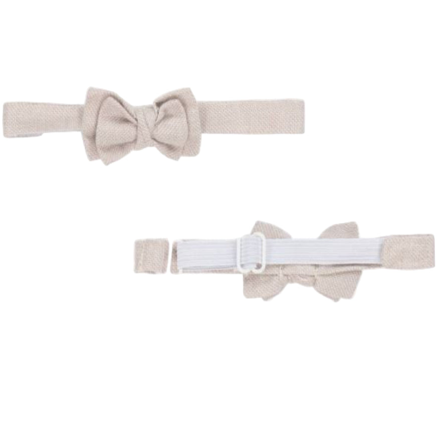 Long Sleeve Bow Tie Shirt - Beige