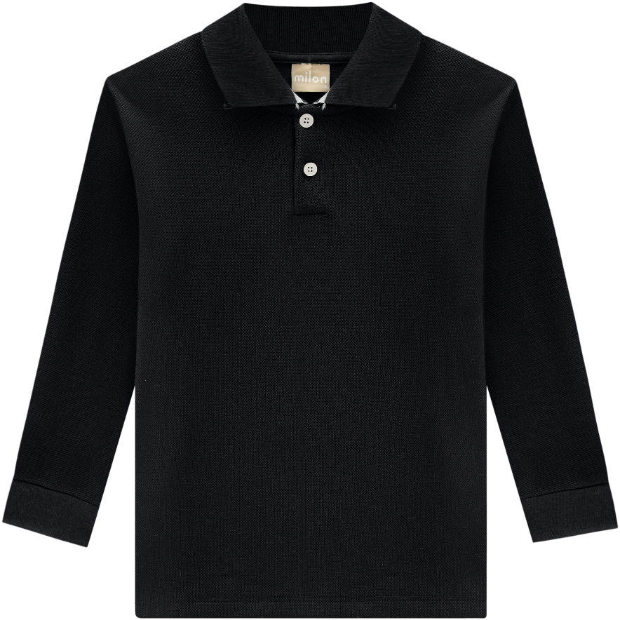 Polo negro manga larga niño sales