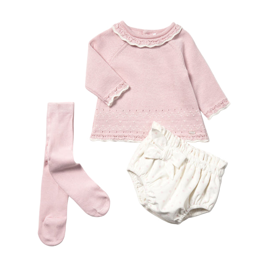 Crystal Knit Sweater and Bloomers with Tights Set