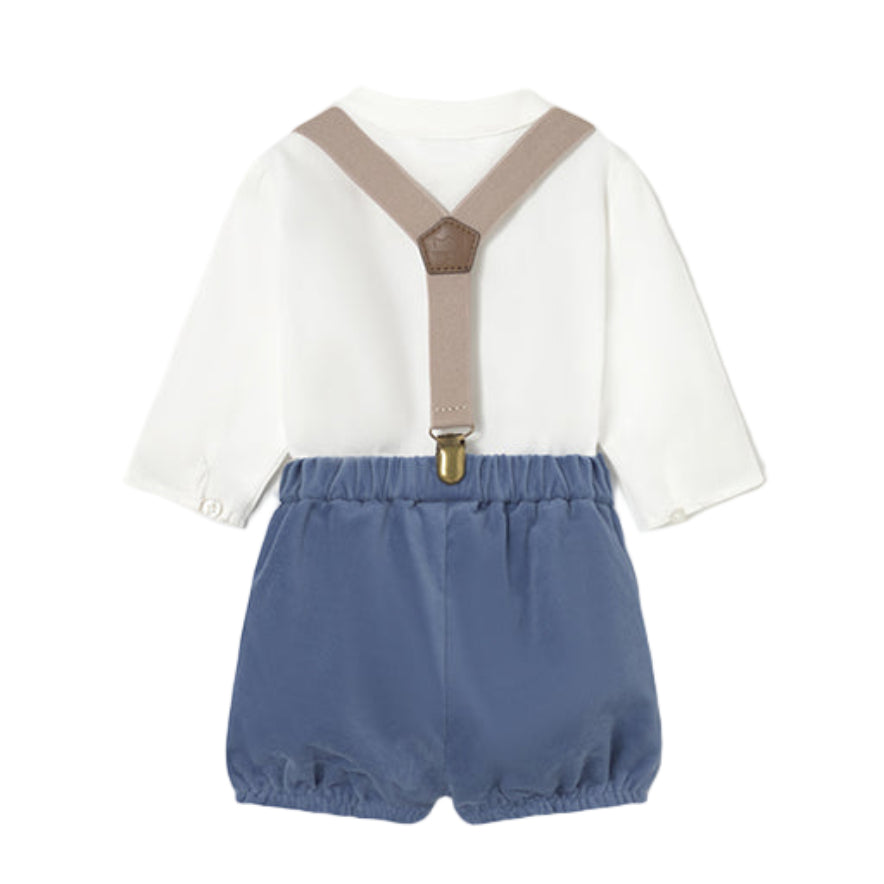 Baby Formal Shirt and Shorts Set with Suspenders