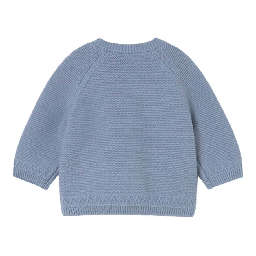 Blue Knit Baby Cardigan with Front Pockets