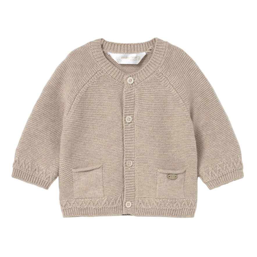 Classic Beige Baby Cardigan with Front Pockets