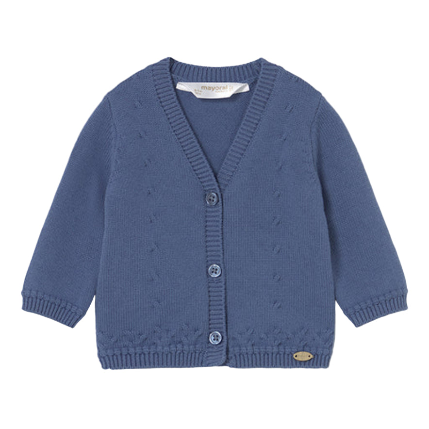 Arctic Blue V-Neck Knit Baby Cardigan