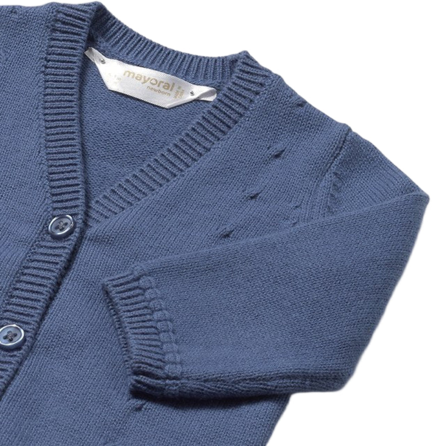 Arctic Blue V-Neck Knit Baby Cardigan