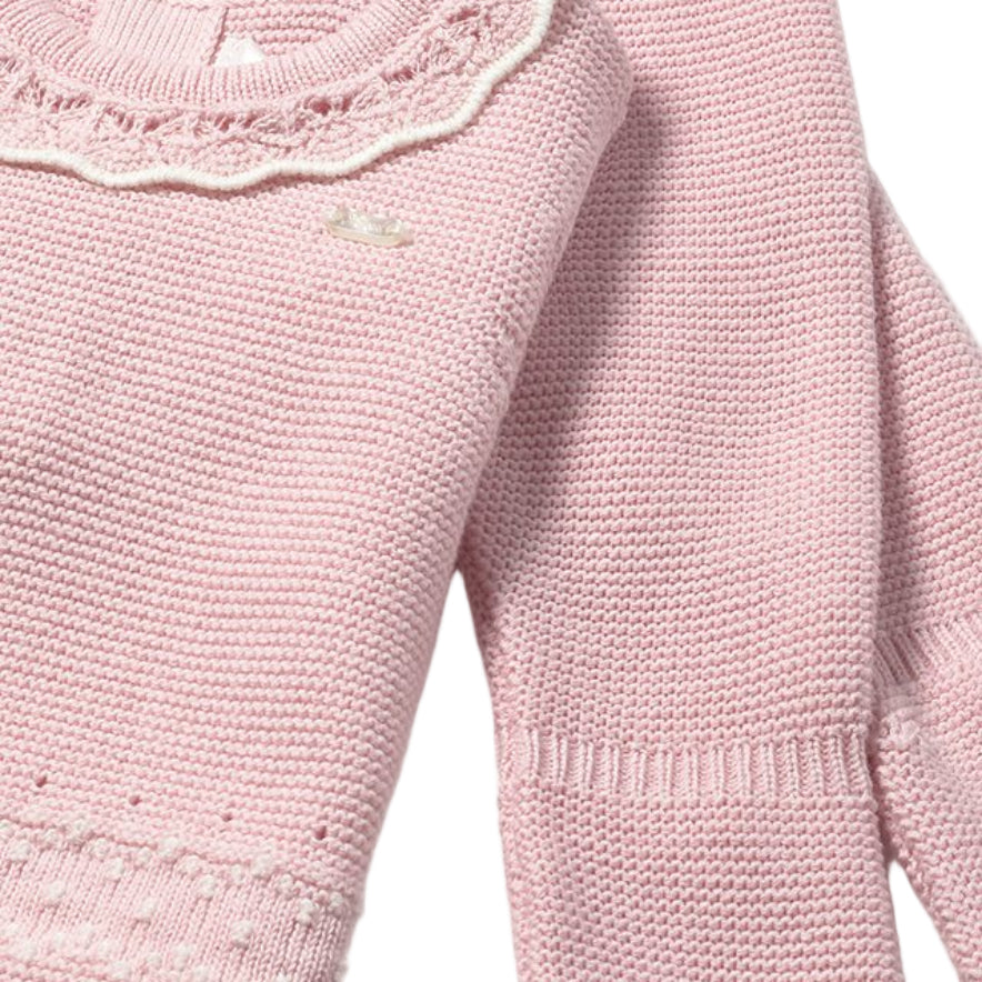 Pink Baby Girl Knit Outfit Set – Cozy Sweater, Footie & Hat