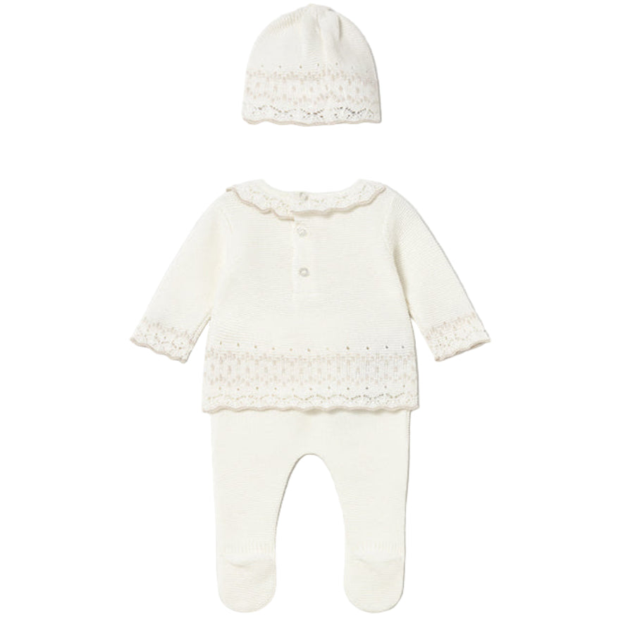 White Lace Cozy Leg Warmer & Hat Set for Baby Girl
